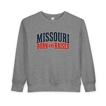 Missouri Born and Raised Midwest Heritage Unisex Toddler Sweatshirt Graphic