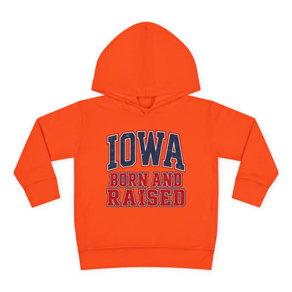 Iowa Born and Raised Vintage Collegiate Unisex Toddler Pullover Fleece Hoodie