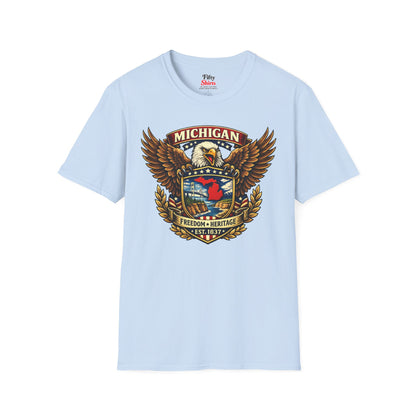 Michigan Americana Eagle Unisex Softstyle T Shirt State Pride Graphic Tee Collections FS03