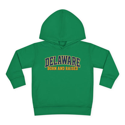 Delaware Born and Raised Old-School Athletic Unisex Toddler Pullover Fleece Hoodie