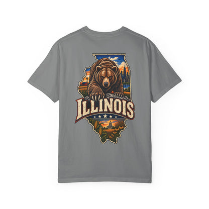Illinois Bear Emblem Unisex Comfort Color 1717 Streetwear Graphic Tee