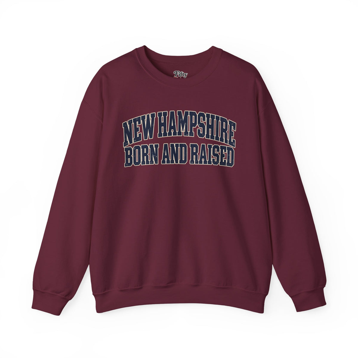 New Hampshire Born and Raise Unisex Crewneck Sweatshirt State Name Graphic