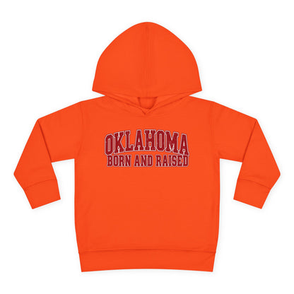 Oklahoma Born and Raised Vintage Collegiate Unisex Toddler Pullover Fleece Hoodie