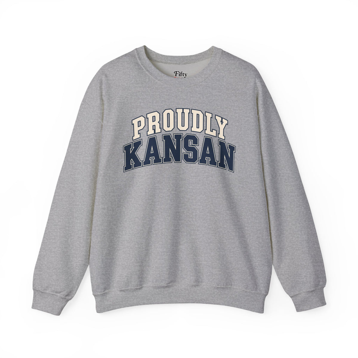 Proudly Kansan Kansas Unisex Crewneck Sweatshirt State Name Graphic