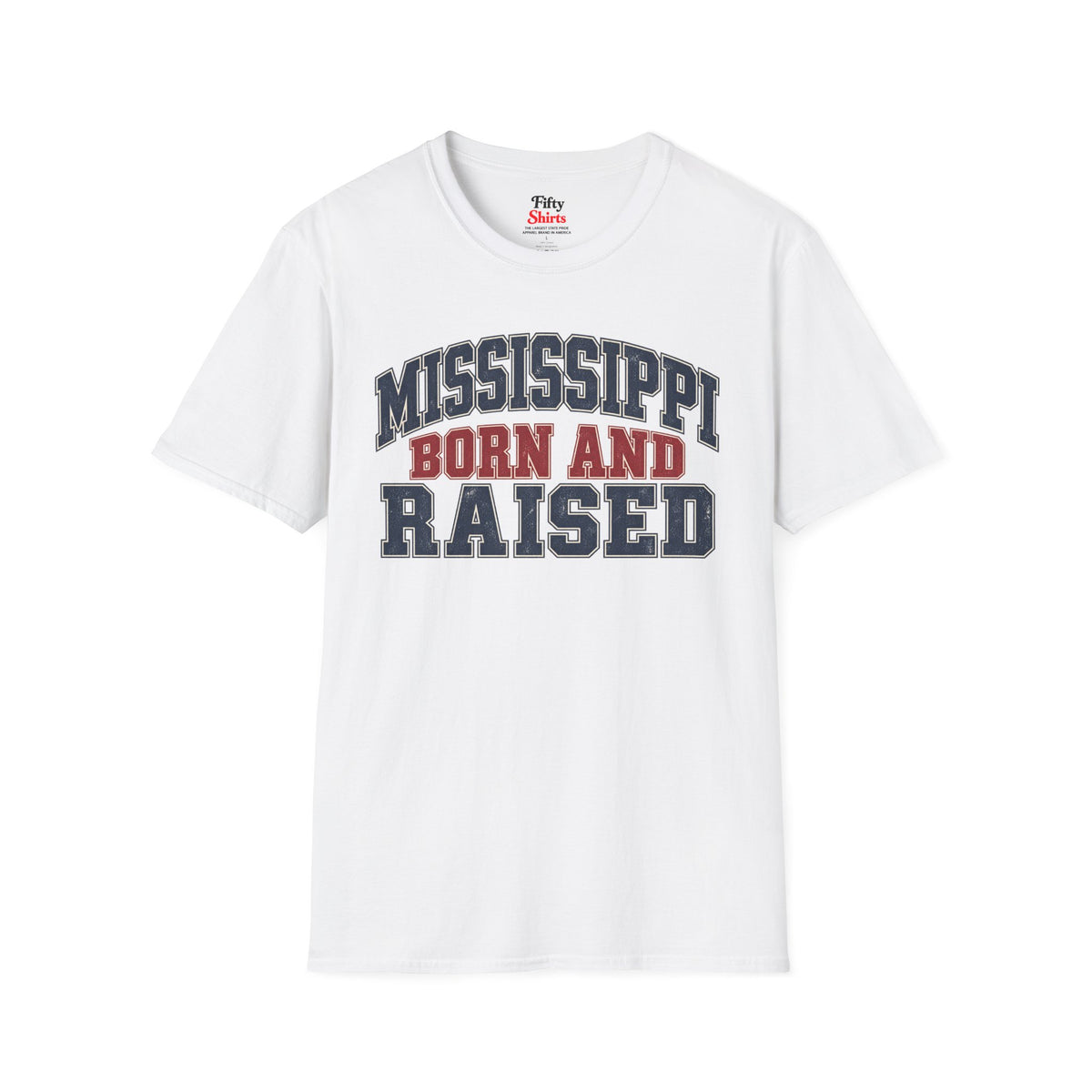 Mississippi Born and Raised Unisex Softstyle T Shirt State Name Graphic Tee