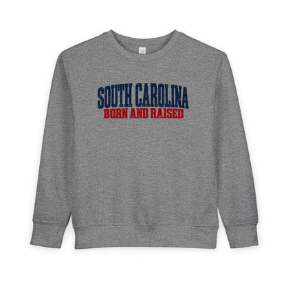 South Carolina Born and Raised Minimal Heritage Unisex Toddler Sweatshirt