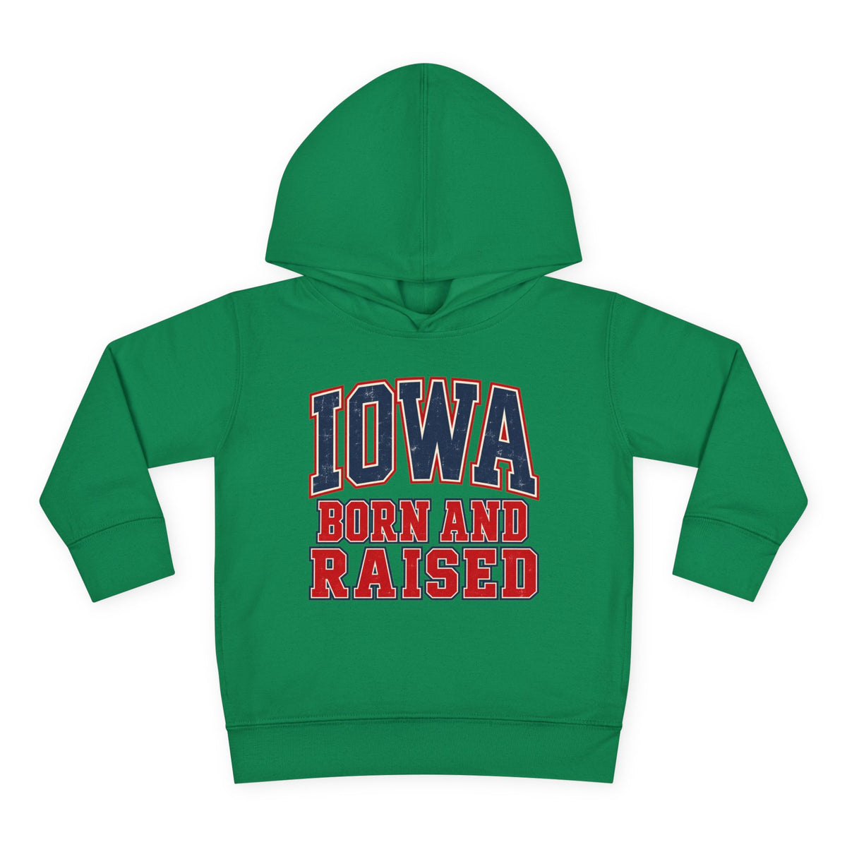 Iowa Born and Raised Vintage Collegiate Unisex Toddler Pullover Fleece Hoodie