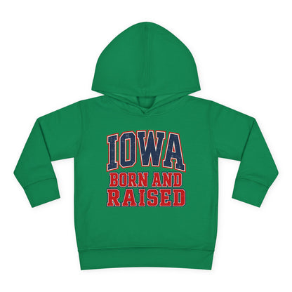 Iowa Born and Raised Vintage Collegiate Unisex Toddler Pullover Fleece Hoodie