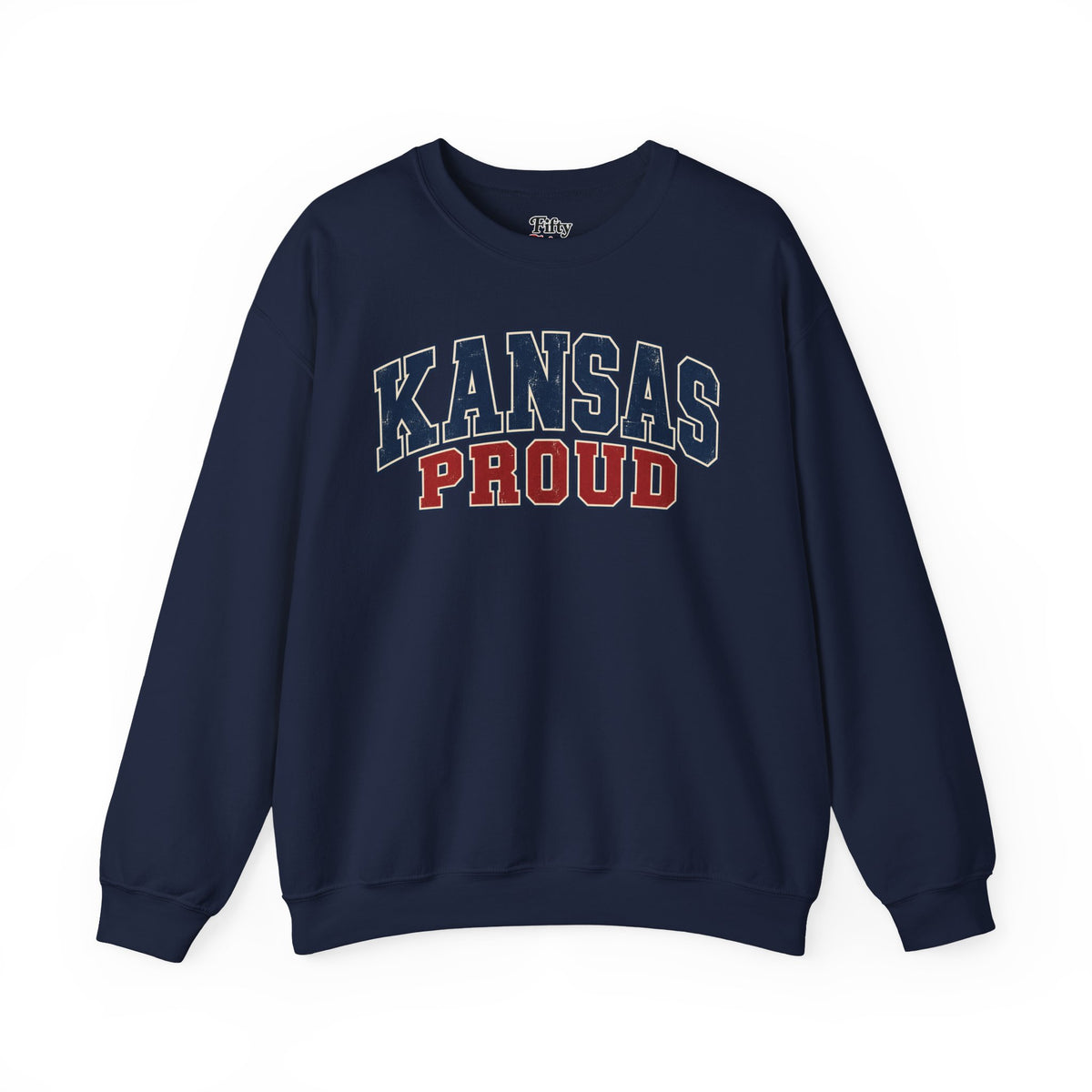 Kansas Proud Unisex Crewneck Sweatshirt State Name Graphic
