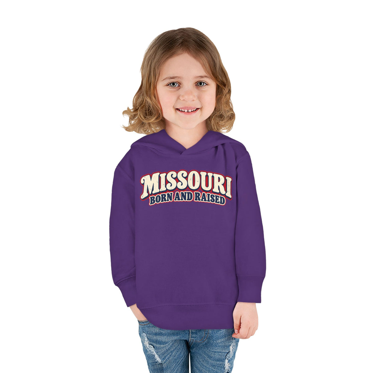 Missouri Born and Raised Retro 1970s Unisex Toddler Pullover Fleece Hoodie