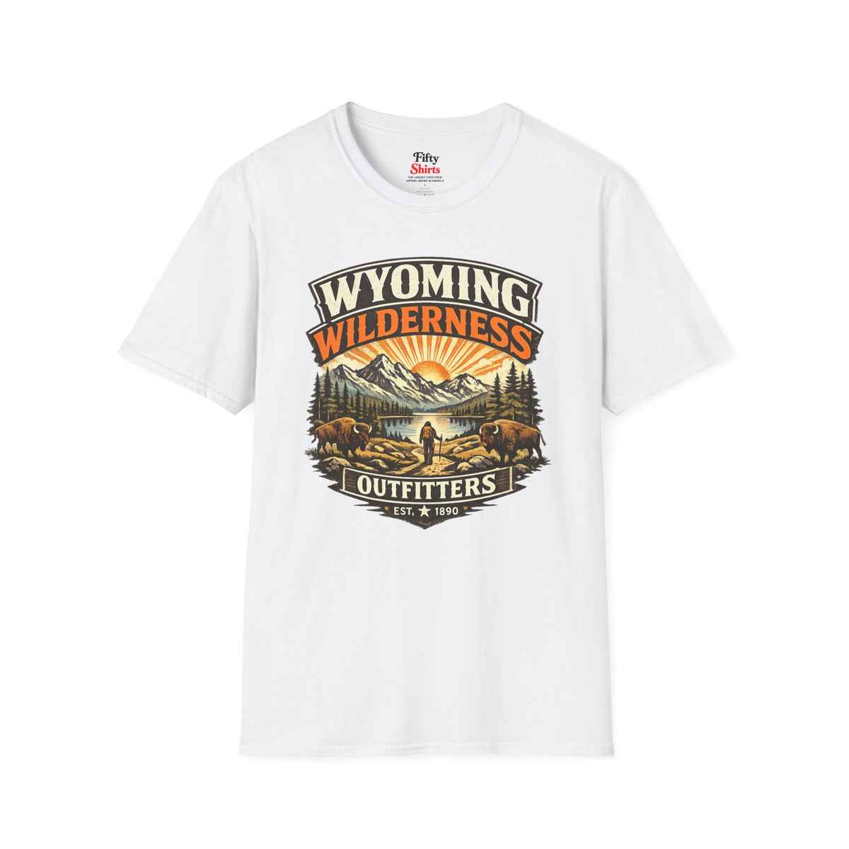Wyoming Wilderness Outfitters Unisex Softstyle T Shirt State Pride Graphic Tee Collections FS03