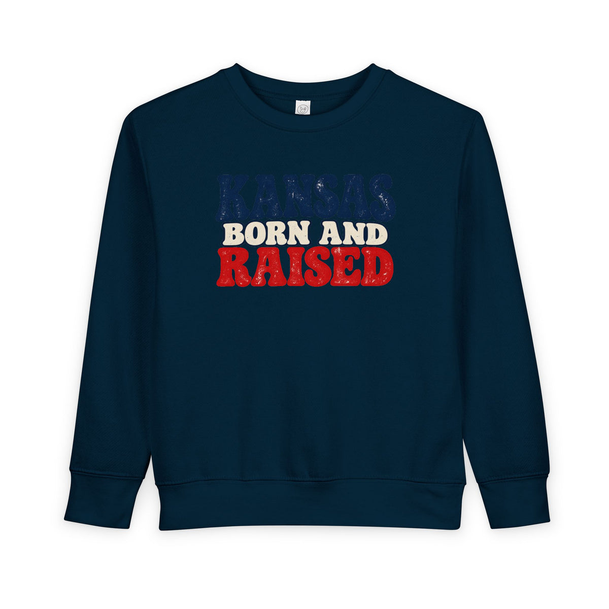Kansas Born and Raised Retro 1970s Unisex Toddler Sweatshirt