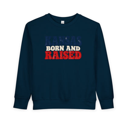 Kansas Born and Raised Retro 1970s Unisex Toddler Sweatshirt