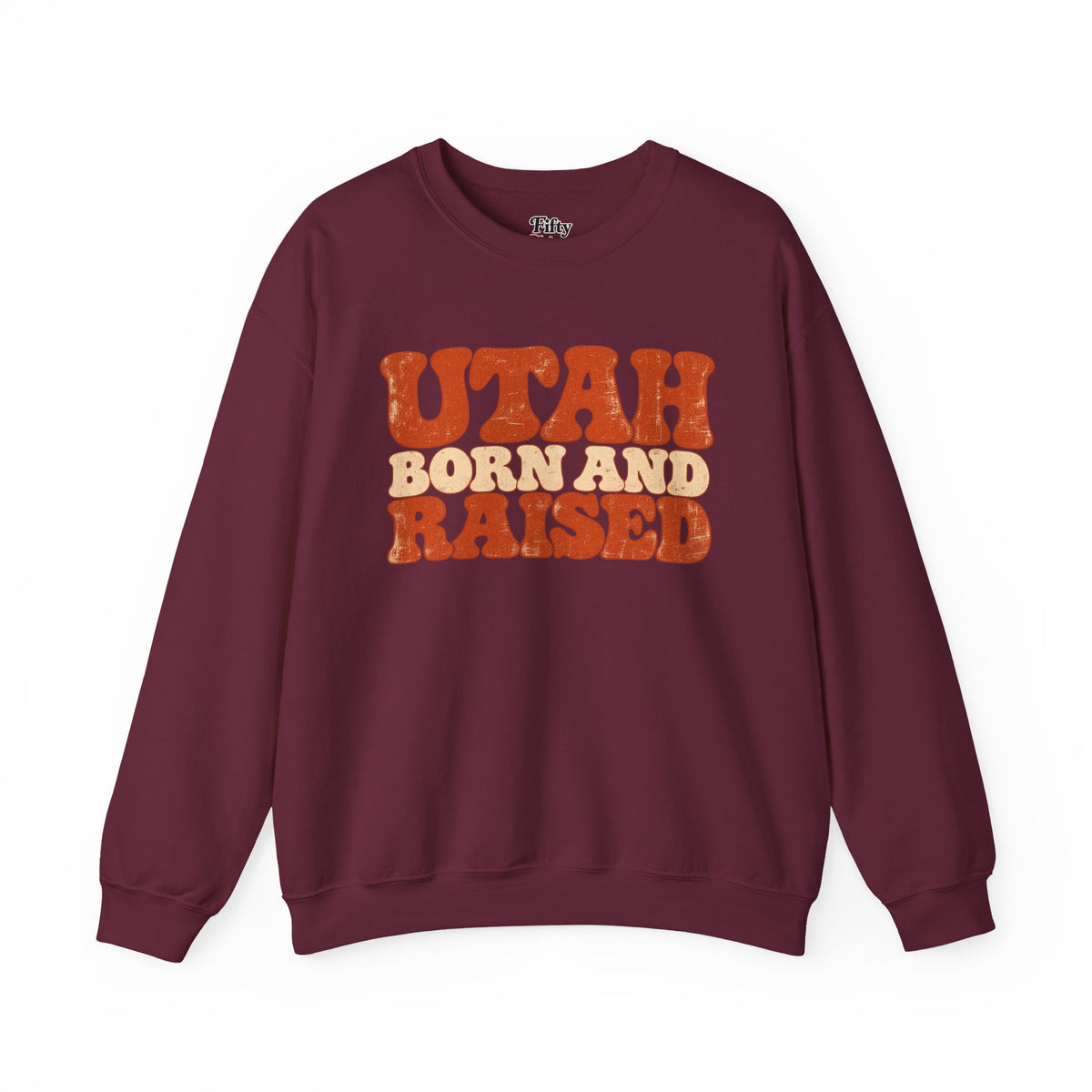 Utah Born and Raised Retro 1970s Unisex Sweatshirt Graphic