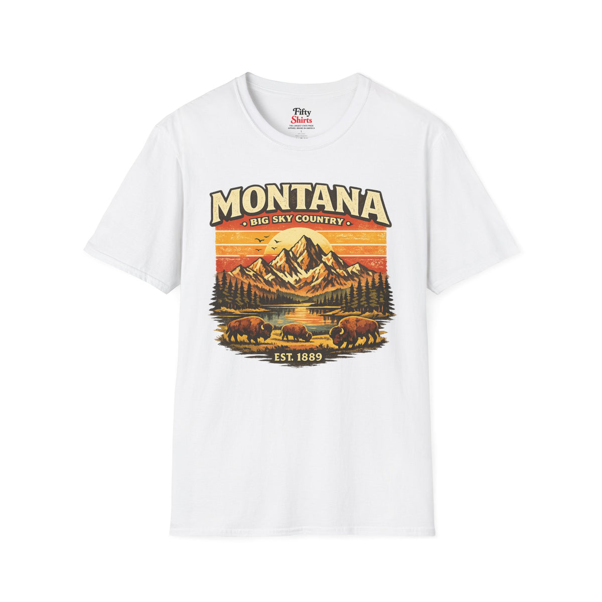 Montana Mountain Sunset Unisex Softstyle T Shirt State Pride Graphic Tee Collections FS03