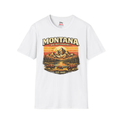 Montana Mountain Sunset Unisex Softstyle T Shirt State Pride Graphic Tee Collections FS03