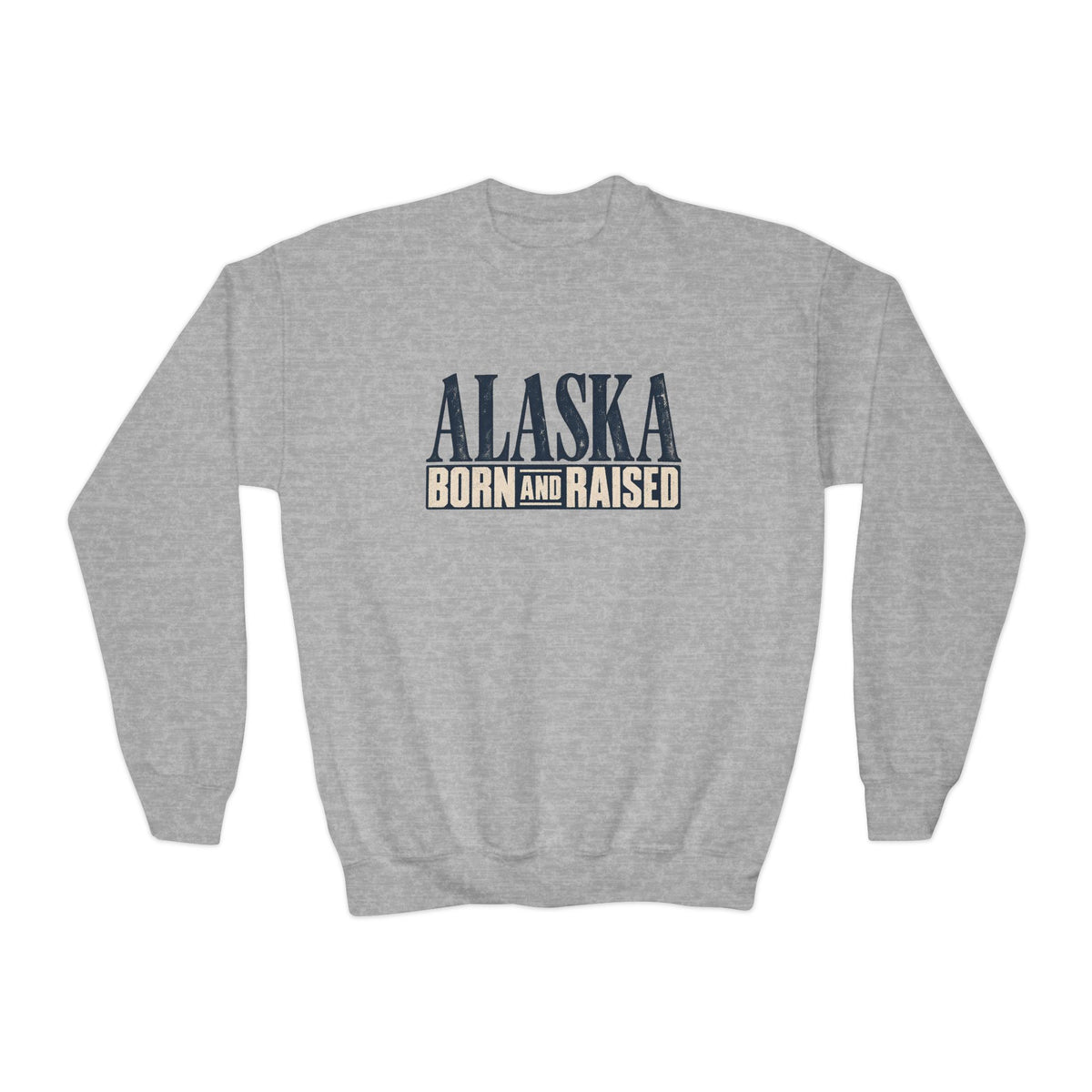 Alaska Born and Raised Premium Heritage Unisex Youth Crewneck Sweatshirt Graphic