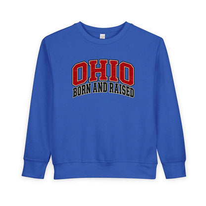 Ohio Born and Raised Old-School Athletic Unisex Toddler Sweatshirt