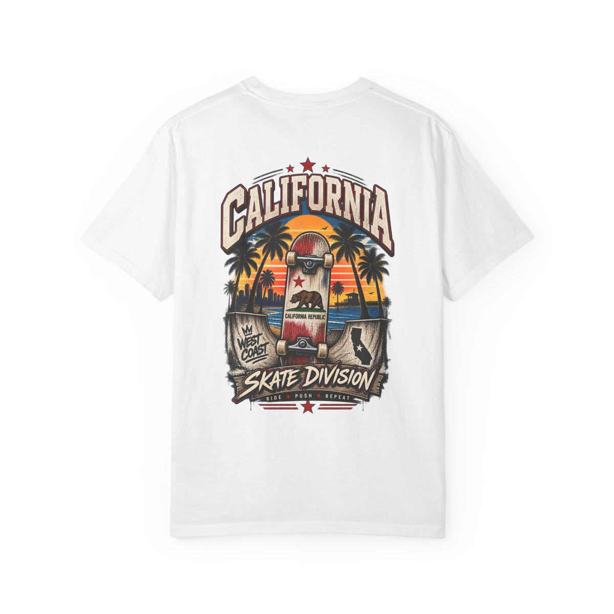 California Skate Division  Unisex Comfort Color 1717 Streetwear Graphic Tee