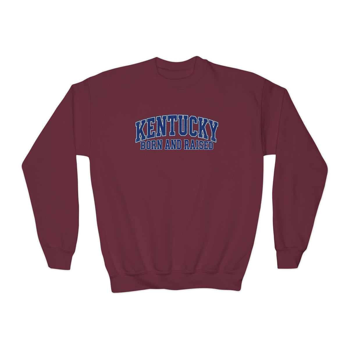 Kentucky Born and Raised Classic Collegiate Unisex Youth Crewneck Sweatshirt Graphic