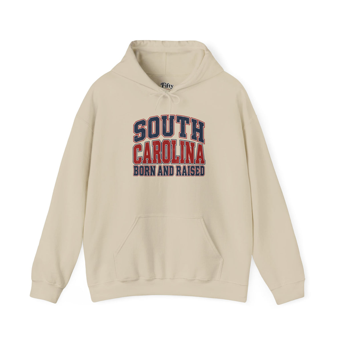 South Carolina Born and Raised Unisex Hoodie State Name Graphic