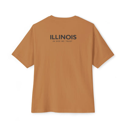 Illinois All State In God We Trust Unisex Casual Oversized Boxy Tee