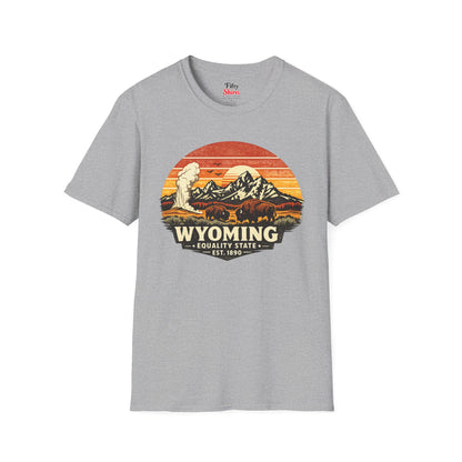 Wyoming Mountain Sunset Unisex Softstyle T Shirt State Pride Graphic Tee Collections FS03