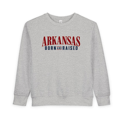 Arkansas Born and Raised Minimal Heritage Luxury Unisex Toddler Sweatshirt