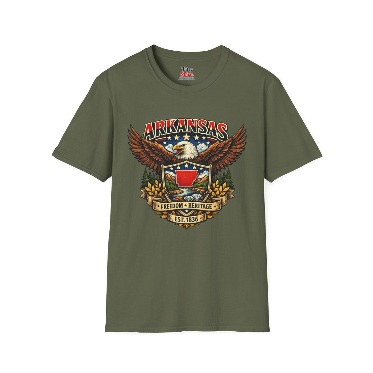 Arkansas Americana eagle Unisex Softstyle T Shirt State Pride Graphic Tee Collections FS03