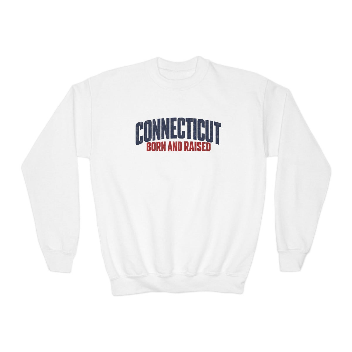 Connecticut Born and Raised Modern Northeast Streetwear Unisex Youth Crewneck Sweatshirt