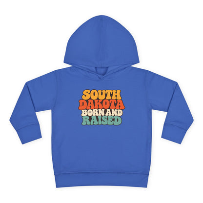 South Dakota Born and Raised Retro 1970s Unisex Toddler Pullover Fleece Hoodie
