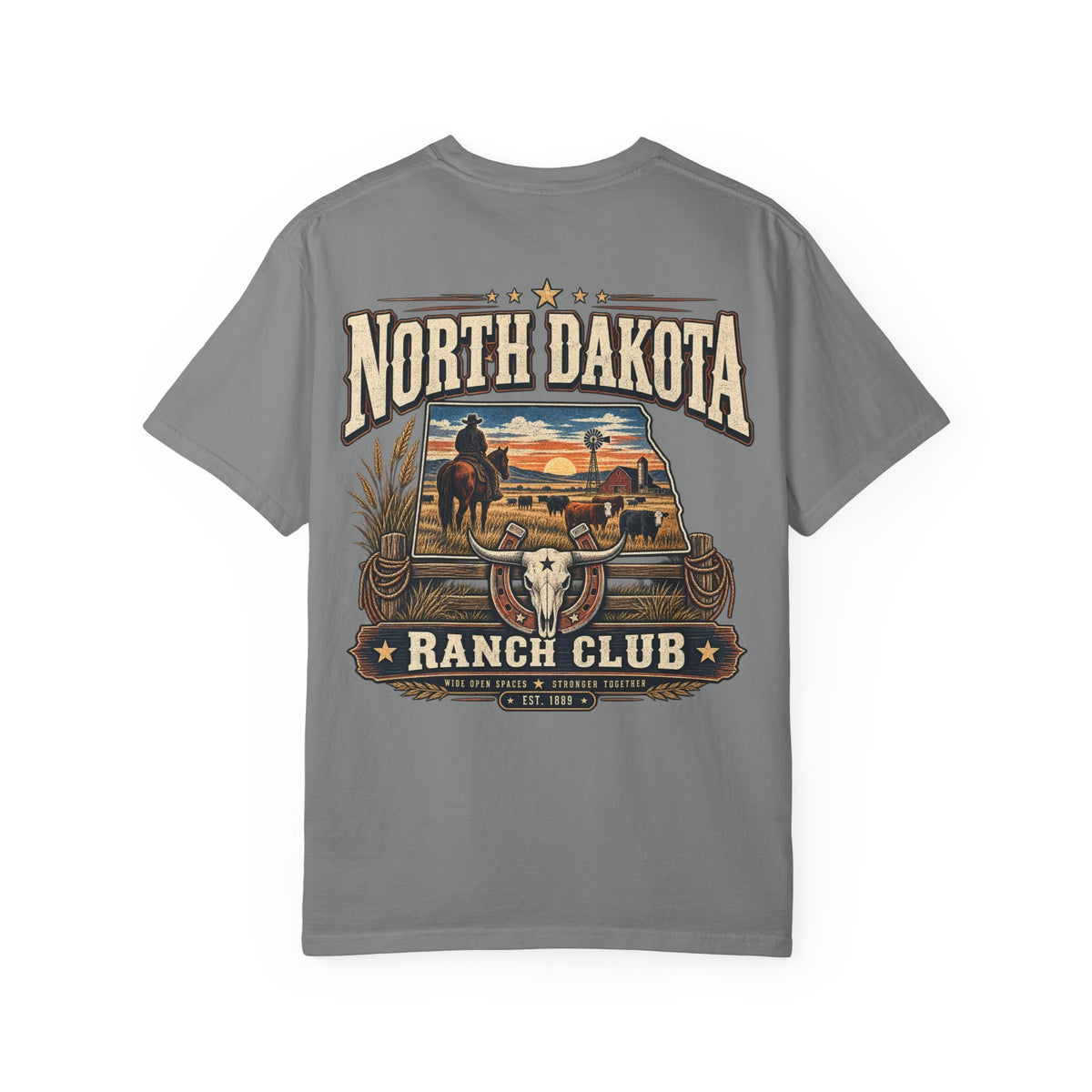North Dakota Ranch Club Unisex Comfort Color 1717 Streetwear Graphic Tee