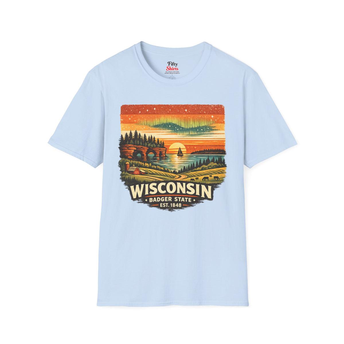 Wisconsin Lakeside Sunset Unisex Softstyle T Shirt State Pride Graphic Tee Collections FS03