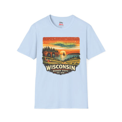Wisconsin Lakeside Sunset Unisex Softstyle T Shirt State Pride Graphic Tee Collections FS03