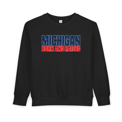 Michigan Born and Raised Modern Streetwear Unisex Toddler Sweatshirt
