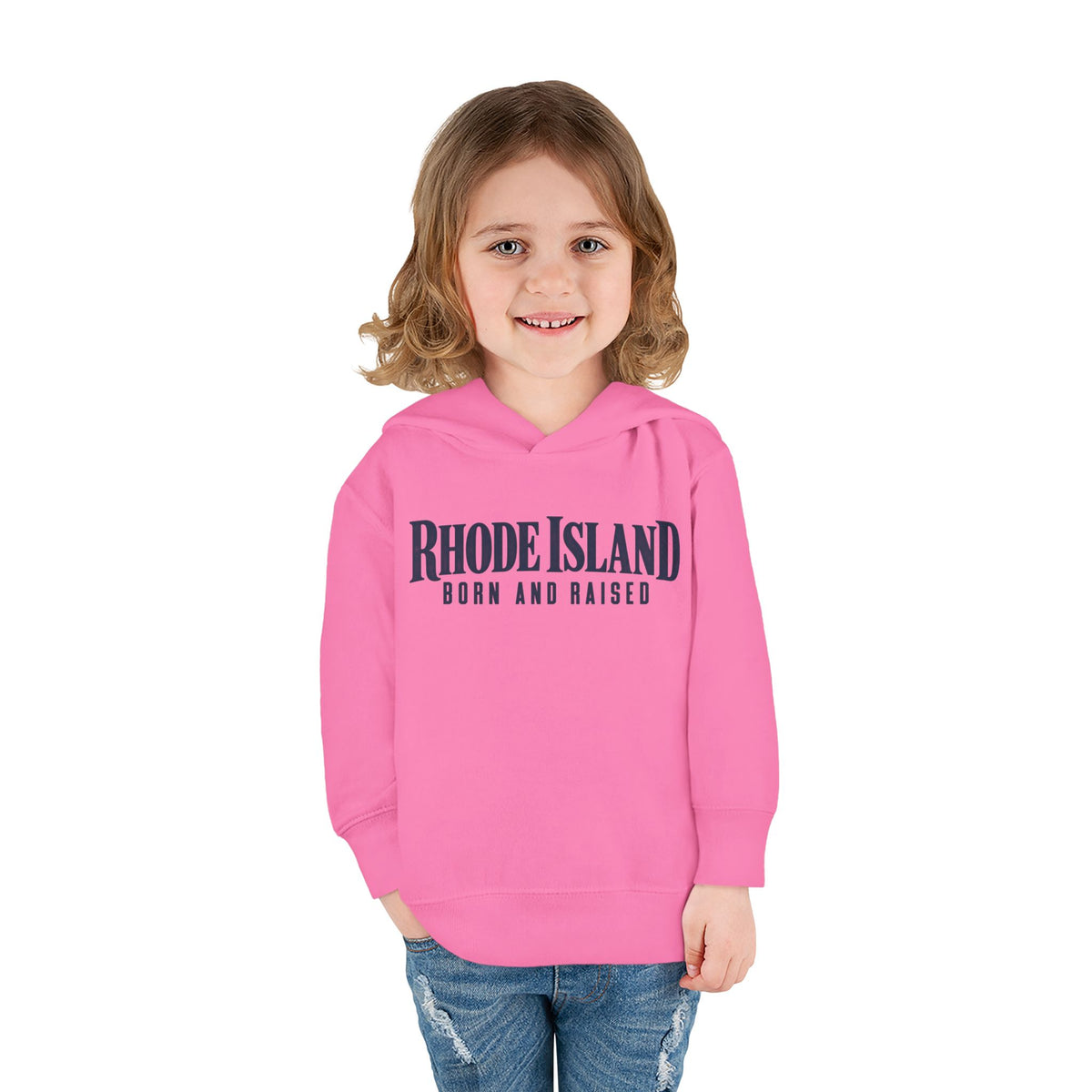 Rhode Island Born and Raised Premium Heritage Unisex Toddler Pullover Fleece Hoodie