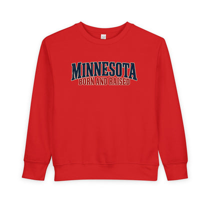 Minnesota Born and Raised Premium Northwoods Unisex Toddler Sweatshirt