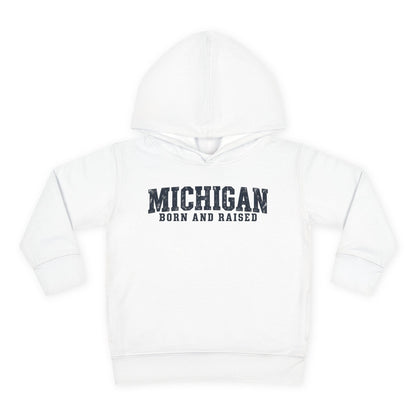 Michigan Born and Raised Rustic Midwest Unisex Toddler Pullover Fleece Hoodie