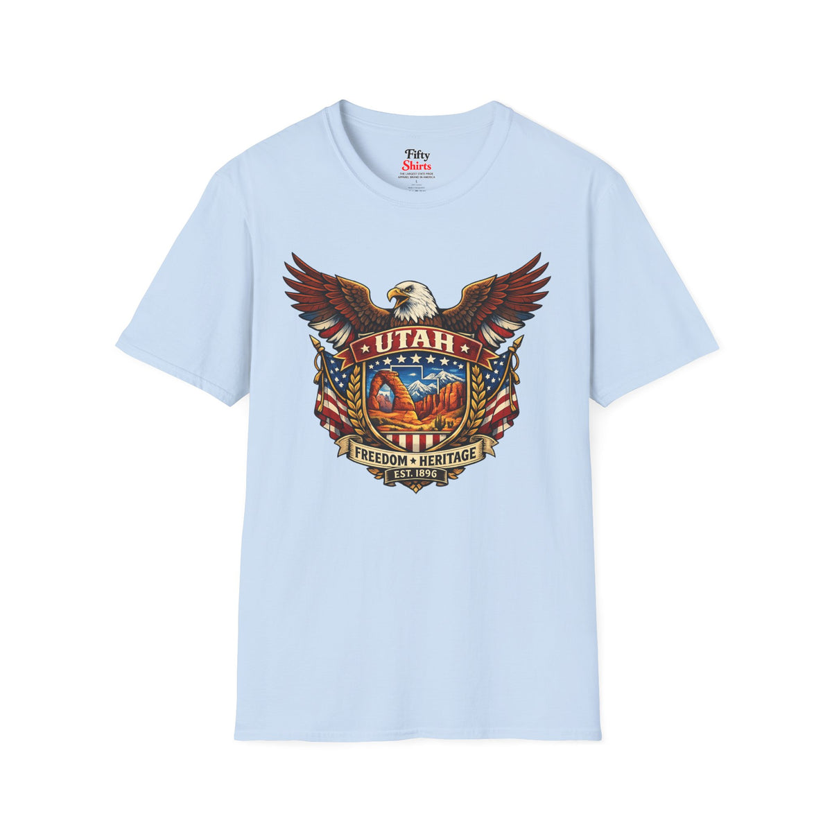 Utah Americana Eagle Unisex Softstyle T Shirt State Pride Graphic Tee Collections FS03