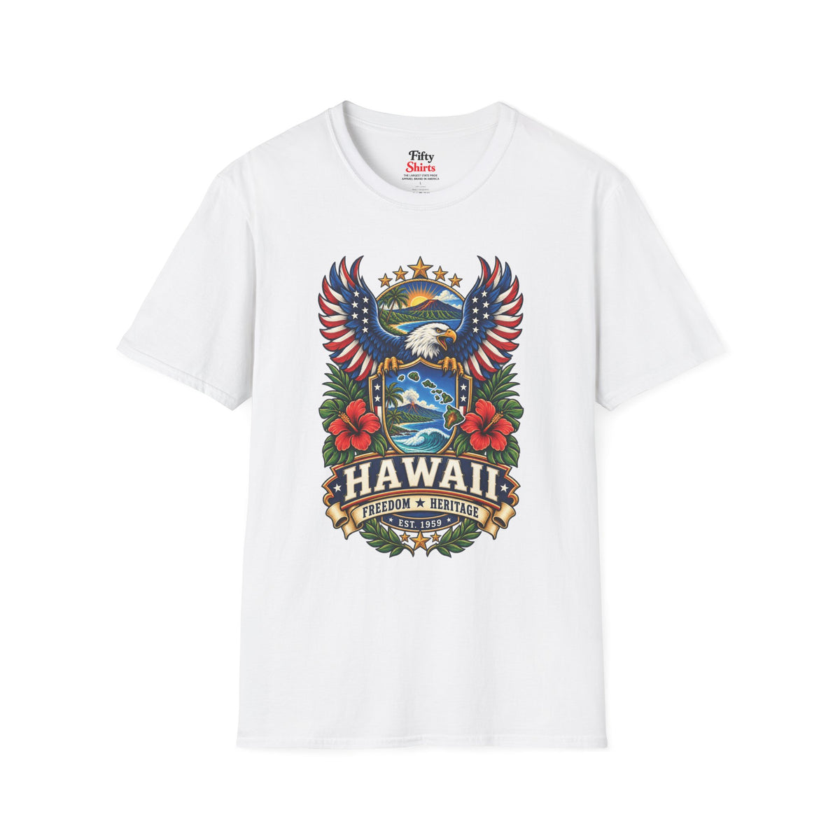 Hawaii Americana Eagle Unisex Softstyle T Shirt State Pride Graphic Tee Collections FS03