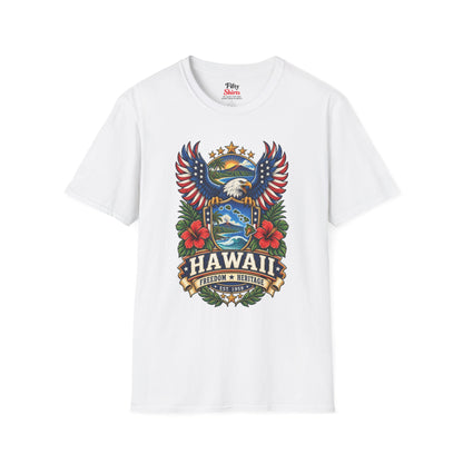 Hawaii Americana Eagle Unisex Softstyle T Shirt State Pride Graphic Tee Collections FS03