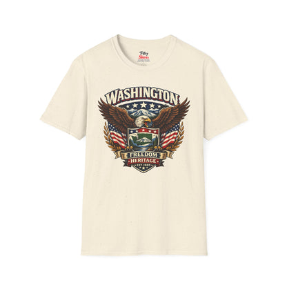 Washington Americana Eagle Unisex Softstyle T Shirt State Pride Graphic Tee Collections FS03