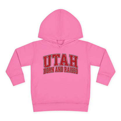 Utah Born and Raised Collegiate Classic Unisex Toddler Pullover Fleece Hoodie
