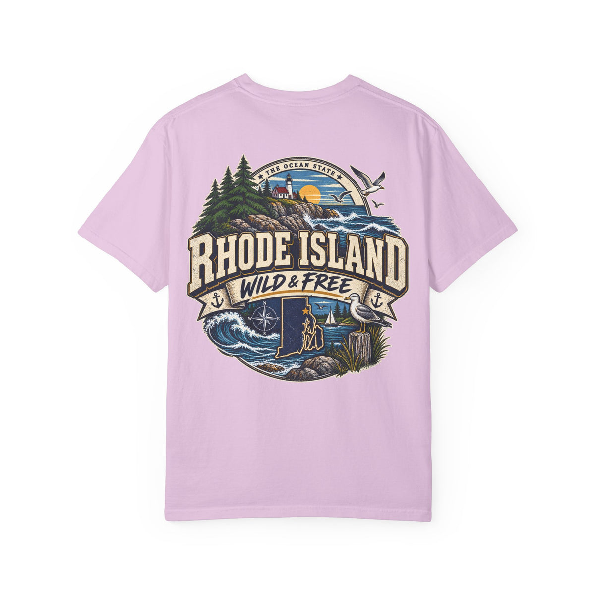 Rhode Island Wild & Free Unisex Comfort Color 1717 Streetwear Graphic Tee