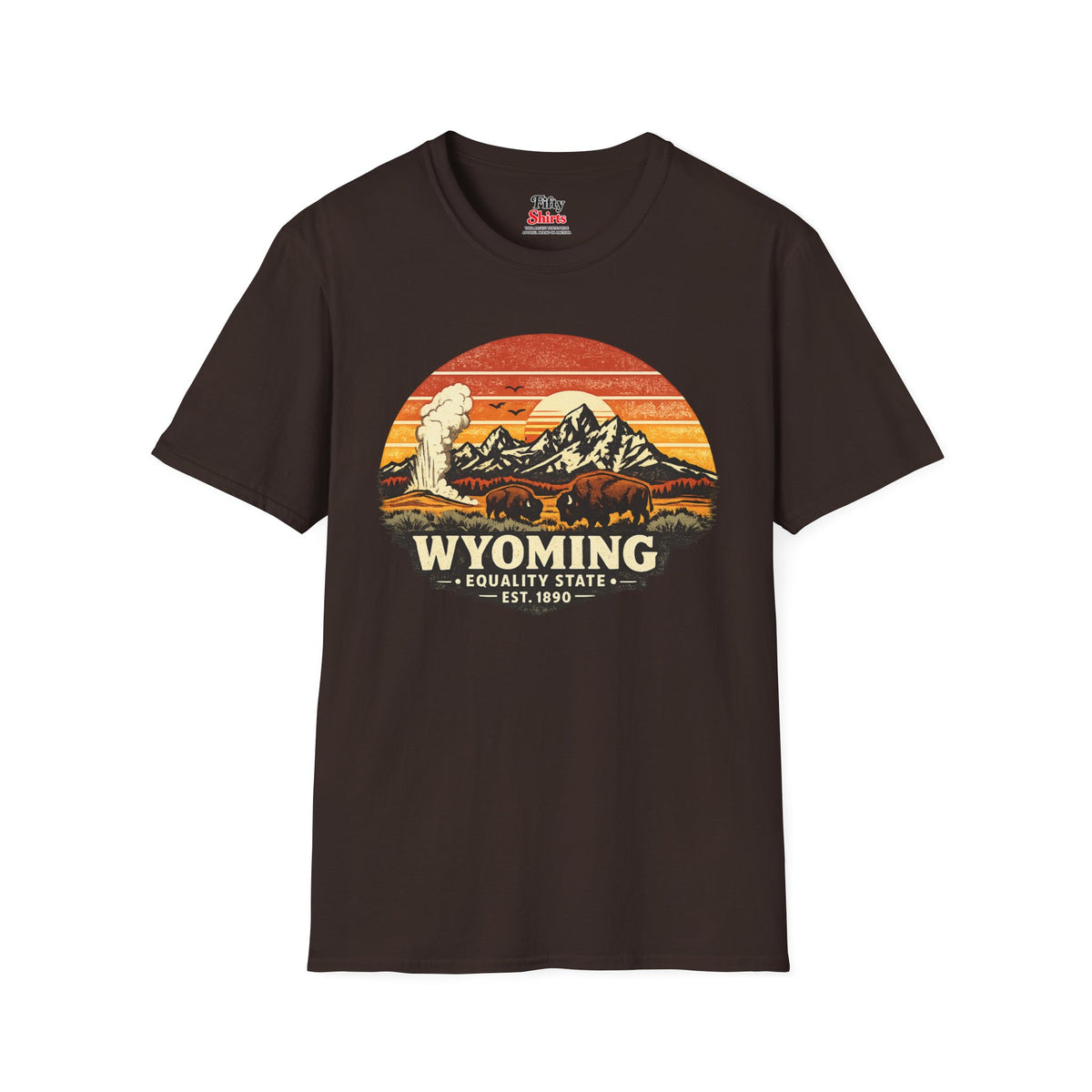 Wyoming Mountain Sunset Unisex Softstyle T Shirt State Pride Graphic Tee Collections FS03