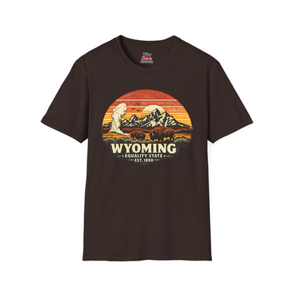 Wyoming Mountain Sunset Unisex Softstyle T Shirt State Pride Graphic Tee Collections FS03