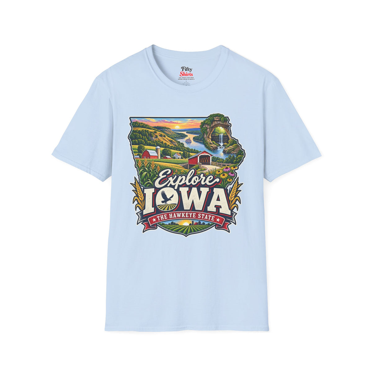 Explore Iowa Unisex Softstyle T Shirt State Pride Graphic Tee Collections FS03