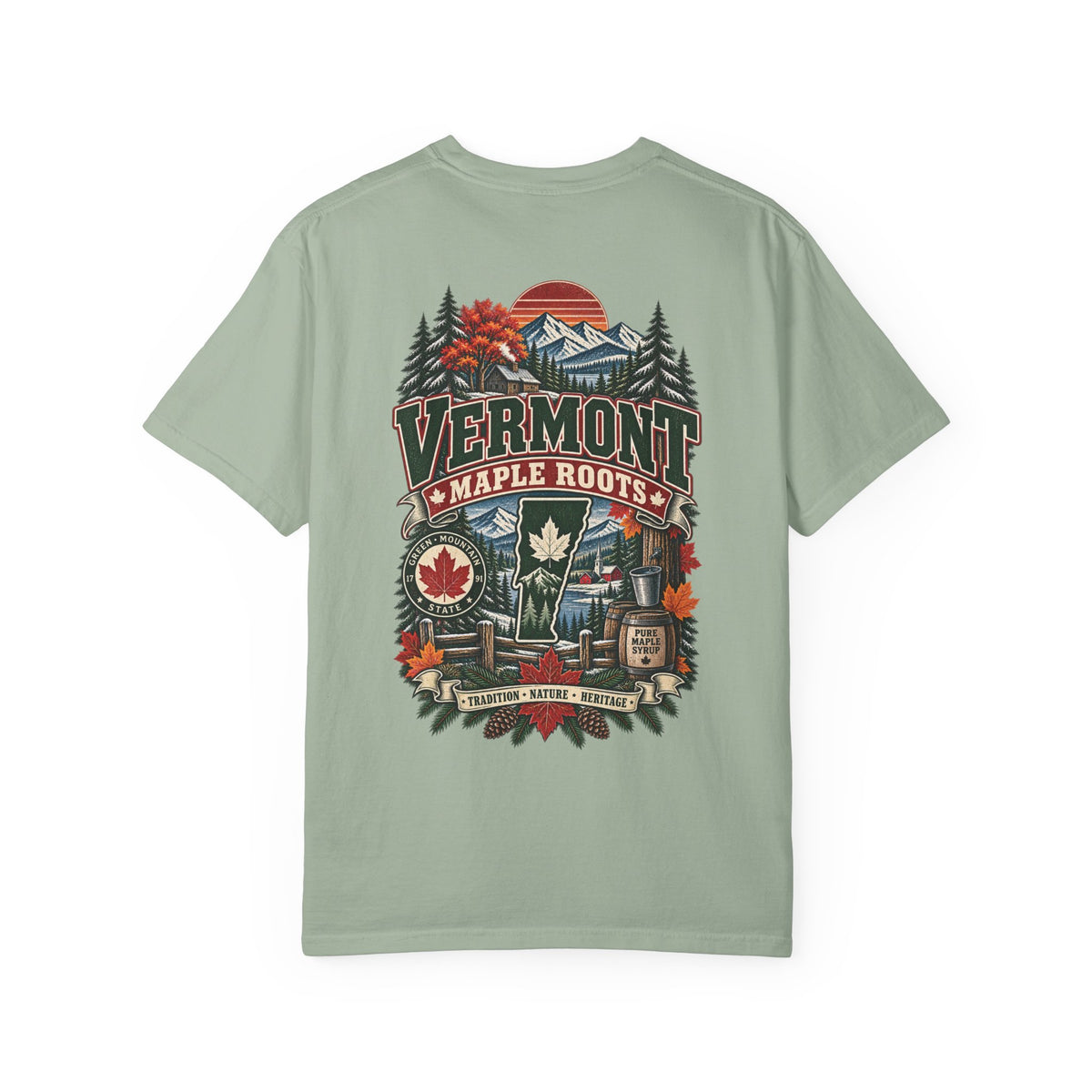 Vermont Maple Roots Unisex Comfort Color 1717 Streetwear Graphic Tee
