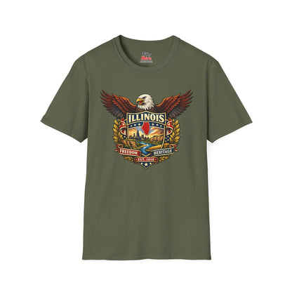 Illinois Americana Eagle Unisex Softstyle T Shirt State Pride Graphic Tee Collections FS03
