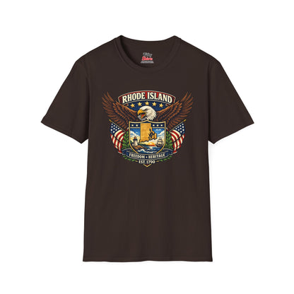 Rhode Island Americana Eagle Unisex Softstyle T Shirt State Pride Graphic Tee Collections FS03